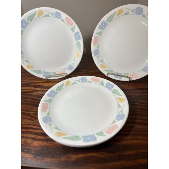 6‎ VTG Friendship Corelle by Corning Dinner Plates (10.25") Pastels, Made in USA - Picture 6 of 8